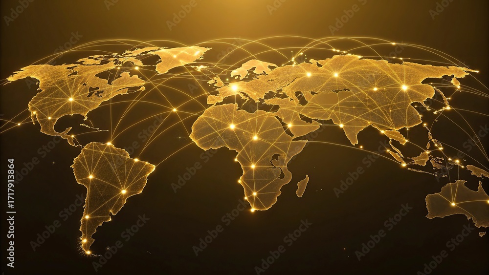 Fototapete global network connection over the world. internet photo best new concept of global business.world m
