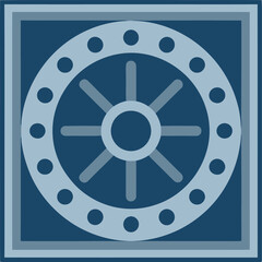Fototapeta premium Stylized Safe Vault Door Icon Illustration with Geometric Design and Bold Color Palette for Security