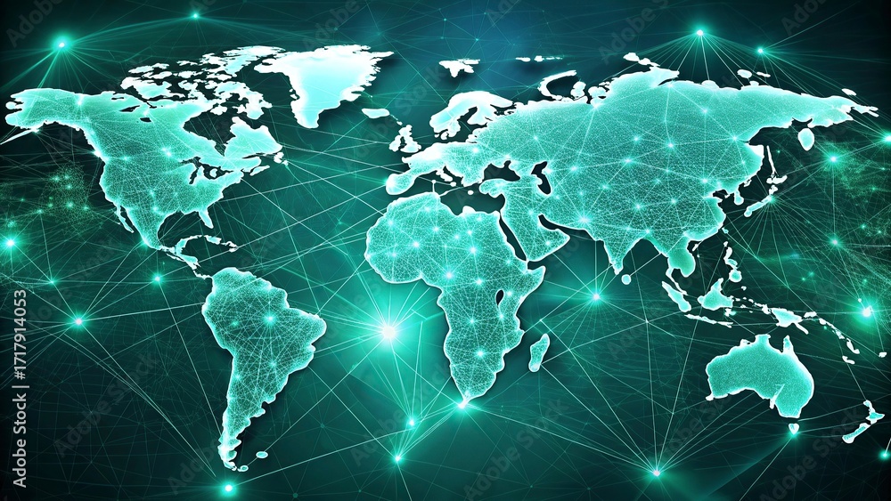 Fototapete global network connection over the world. internet photo best new concept of global business.world m