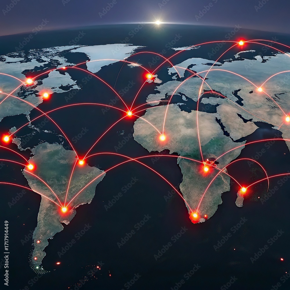 Aufkleber global network connection over the world. internet photo best new concept of global business.world m