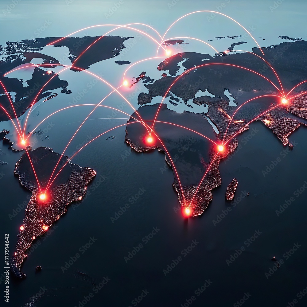 Fototapete global network connection over the world. internet photo best new concept of global business.world m