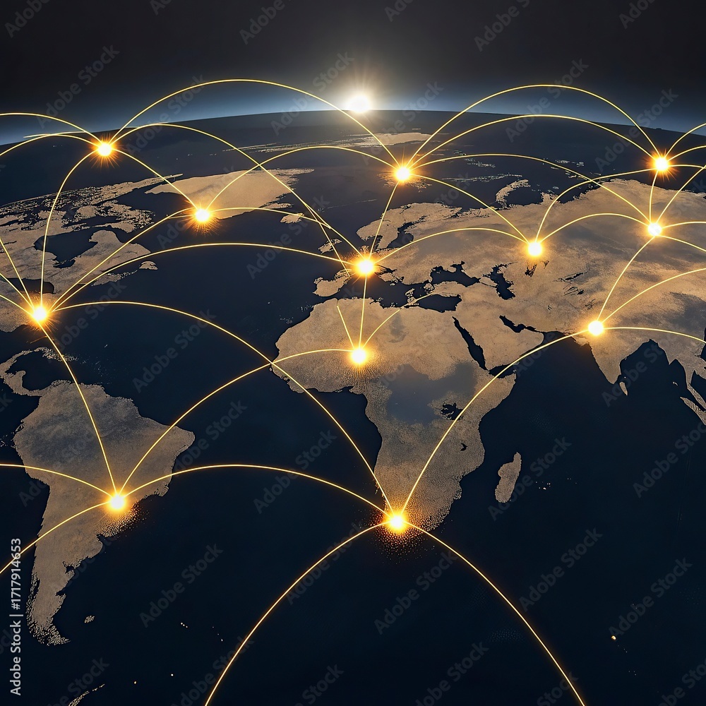 Fototapete global network connection over the world. internet photo best new concept of global business.world m
