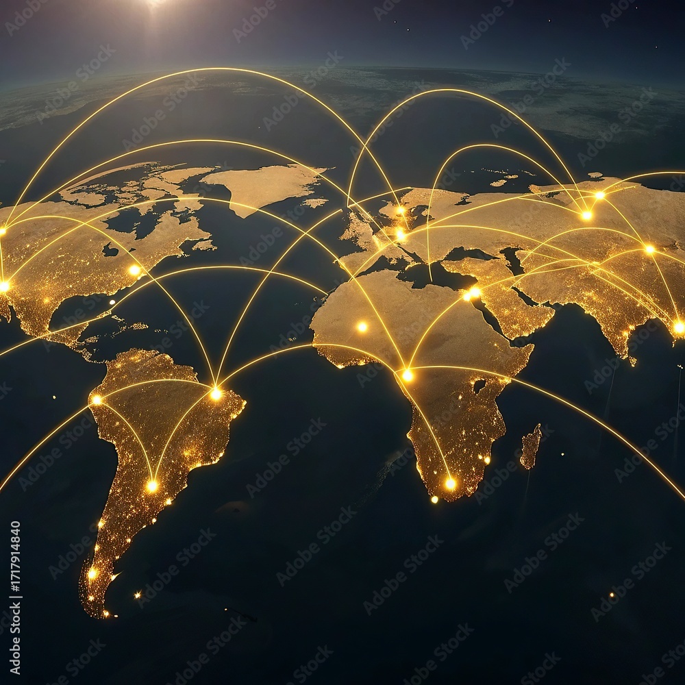 Fototapete global network connection over the world. internet photo best new concept of global business.world m