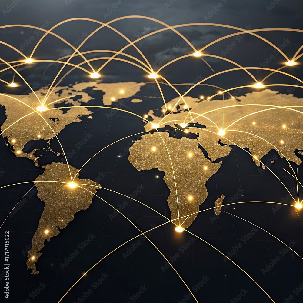 Fototapete global network connection over the world. internet photo best new concept of global business.world m
