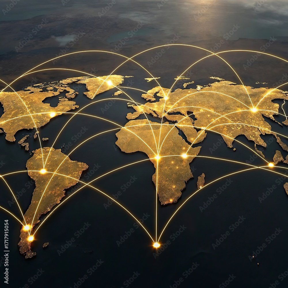 Fototapete global network connection over the world. internet photo best new concept of global business.world m