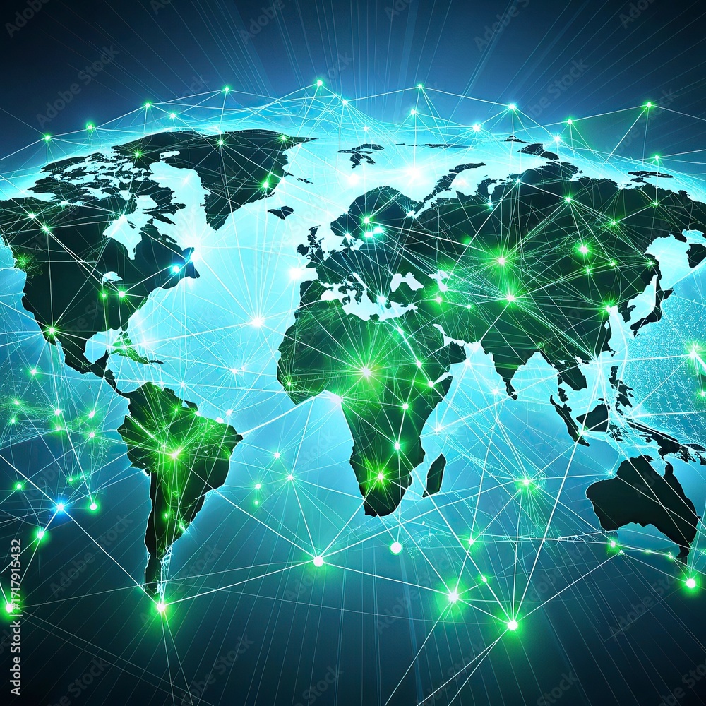 Fototapete global network connection over the world. internet photo best new concept of global business.world m