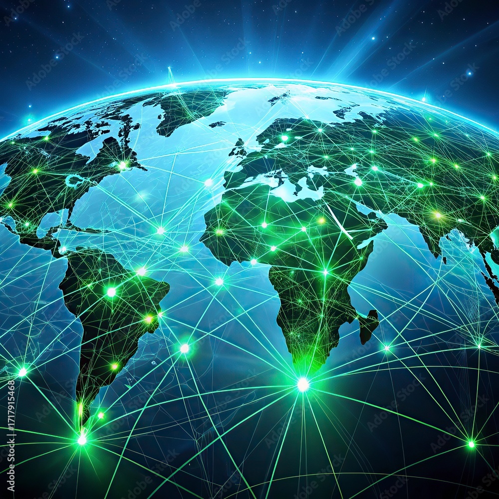 Fototapete global network connection over the world. internet photo best new concept of global business.world m