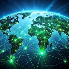 Global network connection over the world. Internet Photo Best New Concept of global business.World map with glowing lines on dark background. Network and communication concept. 3D Rendering	