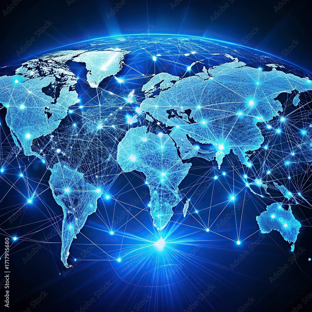 Fototapete global network connection over the world. internet photo best new concept of global business.world m