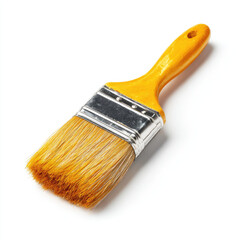 Paint brush with wooden handle and natural bristle isolated white