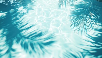 Summer Hotel Outdoor Swimming Pool With Palm Tree Shadow And Rippled Water Surface At The Bottom Of The Pool.