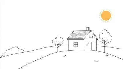 Simple countryside home drawing