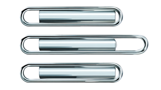 Three Silver Paperclip Holders Arranged Vertically