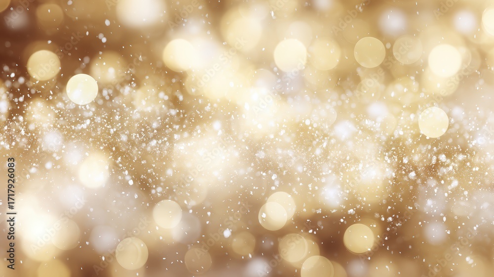 Poster a shimmering background of golden bokeh lights and glitter, creating a festive and magical atmospher