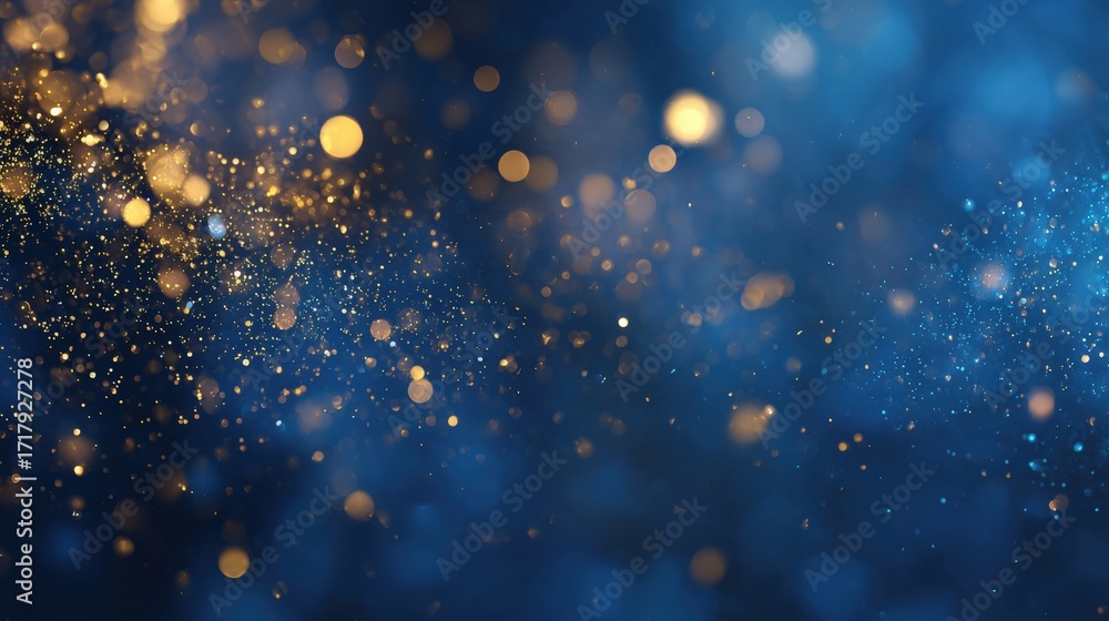 Poster a mesmerizing abstract background with shimmering gold and blue particles creating a sense of depth 