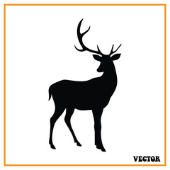 Obraz premium Black silhouette of a stag with large antlers deer