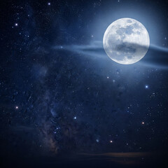 Fototapeta premium night sky with moon and stars