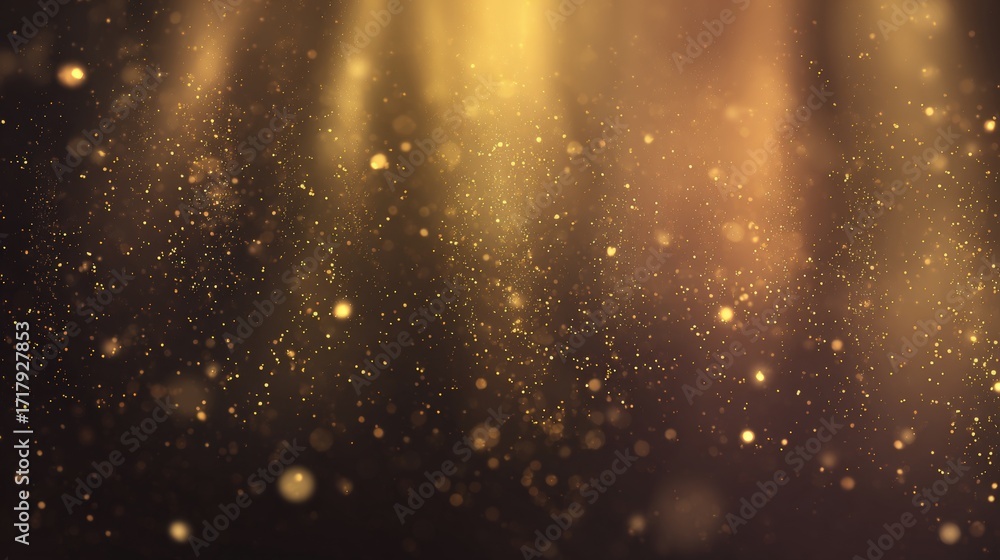 Poster a shimmering background of golden particles and soft light creates a magical, ethereal atmosphere.