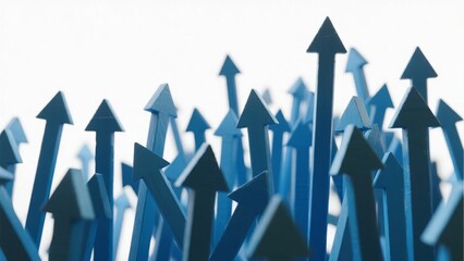 Blue upward-pointing arrows in a cluster, symbolizing growth and progress.