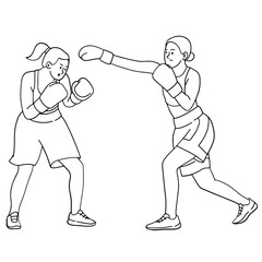 Woman fight boxing