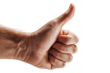 Human hand gesturing thumbs up signifying approval agreement or positive affirmation transparent