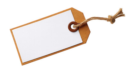 Blank White Tag with Brown Cardboard and Jute String
