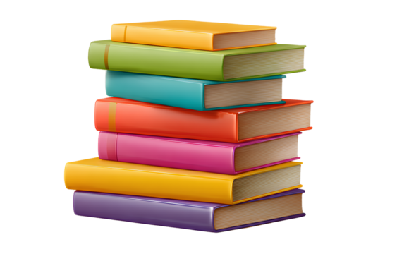  a stack of colorful books isolated on a transparent background, png file..png - Powered by Adobe