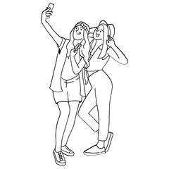 Happy young women selfie