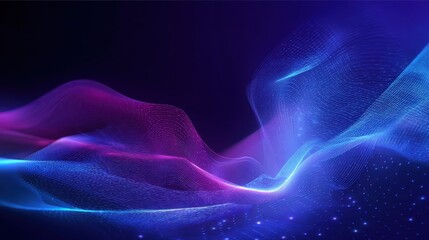 Abstract modern tech gradient waves in blue pink, dynamic light trails