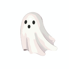 Cartoon ghost character with a friendly expression for Halloween  