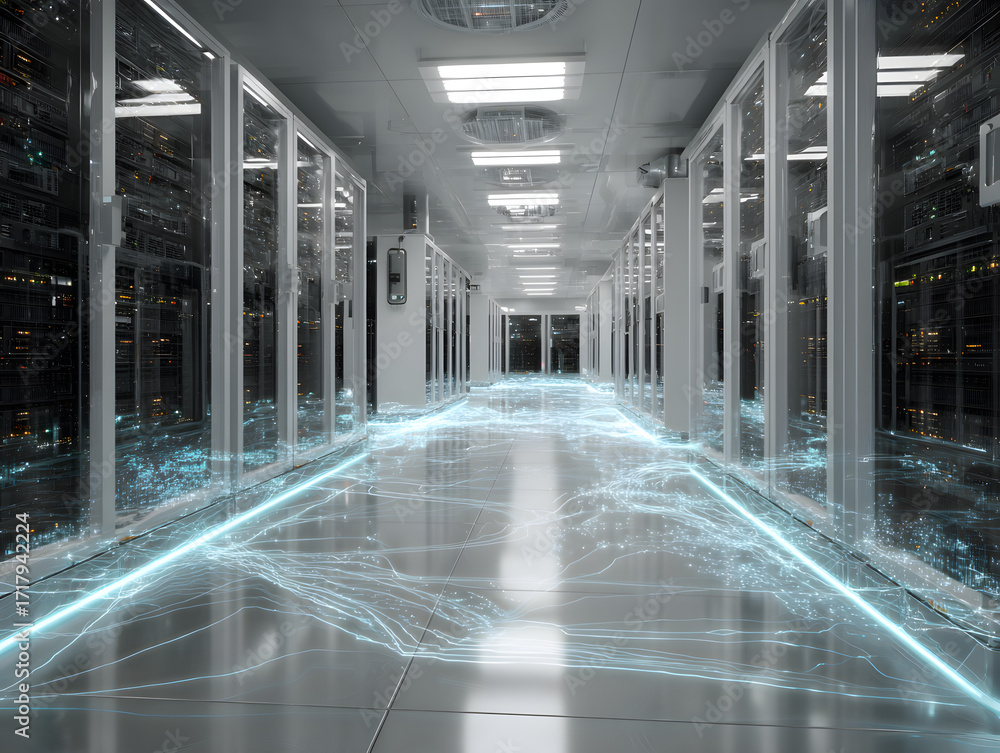 Aufkleber futuristic data continuity solution in server rooms with continuous availability overlay