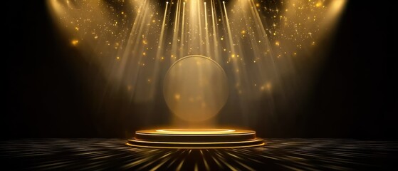 Award ceremony background with luxury podium and glitter light effects, generative AI, suitable for formal events and celebrations