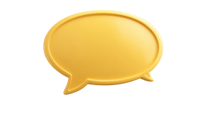 3D Render of Yellow Oval Speech Bubble on Transparent Background