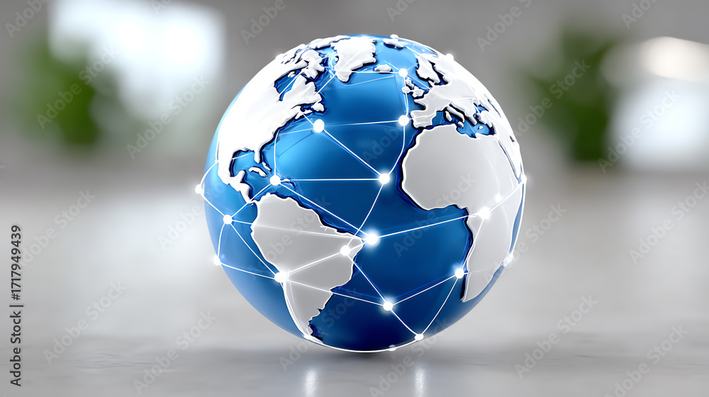 Poster a digital globe showcasing global connectivity and networks, symbolizing modern communication and in