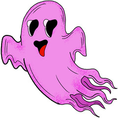 funny cartoon ghost pink Halloween 
