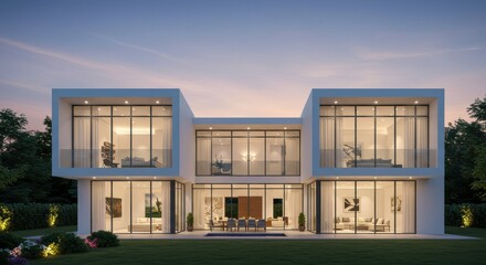 Modern Luxury Villa Design Stunning Contemporary Home Exterior at Dusk