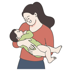 Mother carrying her baby