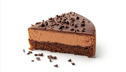 Delectable Souffle Cake Slice Drizzled In Rich Chocolate Atop A White Plate. Rich, Indulgent Dessert Perfect For Sweet Tooths.