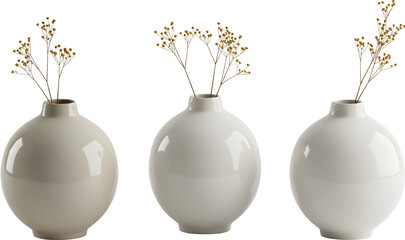 Ceramic Vases with Dried Flowers Decoration