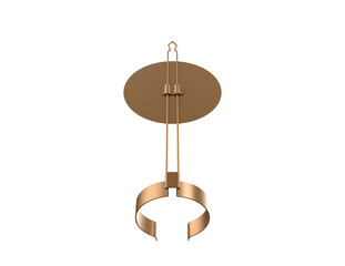 Antique Brass Lantern Bracket Holder and Reflector Disc for Vintage Kerosene Oil Lamps. Classic Retro Design Component, 3D Rendered with Golden Metallic Sheen, Isolated on White for Heritage Lighting