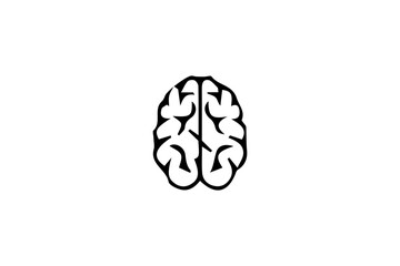 Top View Brain Icon - Knowledge, Intelligence, and Creativity Concept, Isolated Vector Illustration