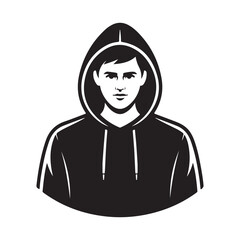 Front View Hoodie Man Silhouette Vector