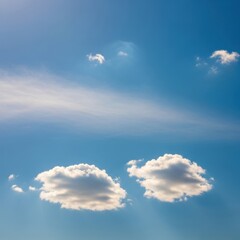 A serene blue sky canvas, adorned with fluffy white clouds drifting lazily