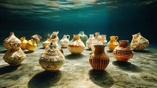 Ceramic jars underwater