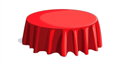 Red tablecloth round table