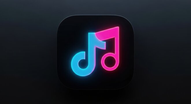 Abstract Music Icon Glowing with Vivid Neon Colors in a Modern Design