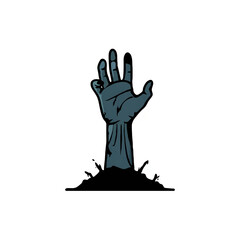 Zombie Hand Reaching from the Ground Illustration

