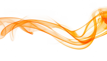 Abstract flowing lines of orange smoke gracefully intertwining against a clean white background. creating a sense of movement and energy. ideal for design projects and artistic presentations