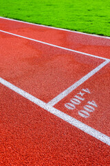 Running track in the stadium, sport background and texture. Running track for athletics