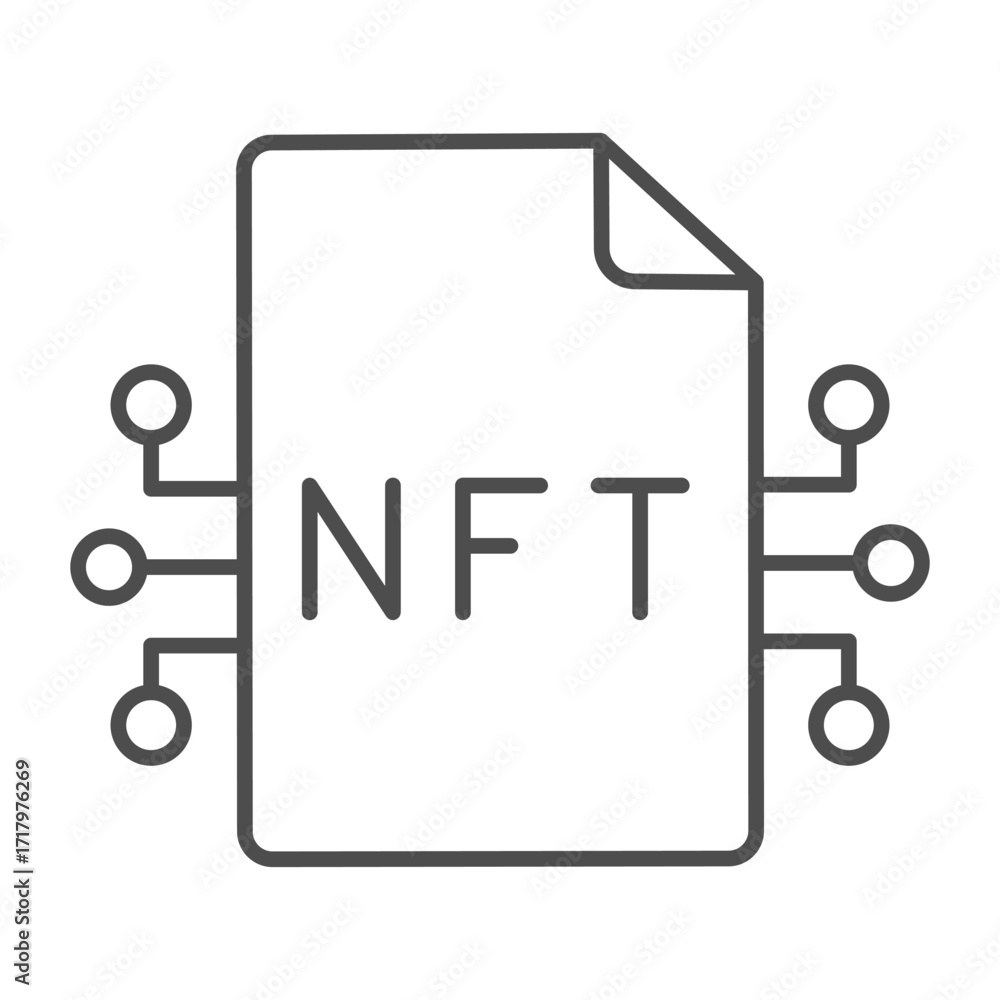 Aufkleber file of nft crypto network thin line icon, metaverse concept. vector graphics. non fungible token ce